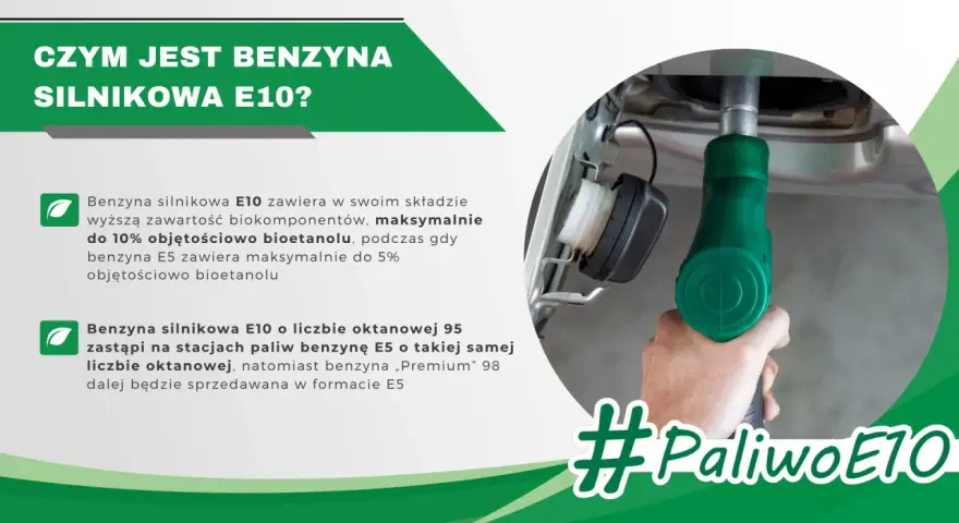 Tankowanie benzyny bezołowiowej E10, która zawiera do 10% bioetanolu. #PaliwoE10.